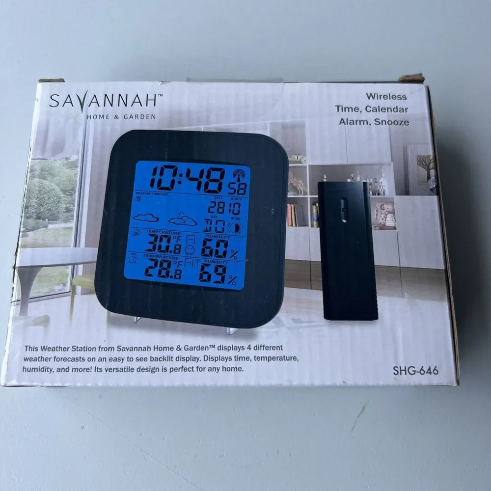 Savannah Backlit‎ Weather Station Wireless Time Calendar Alarm & Snooze SHG-646